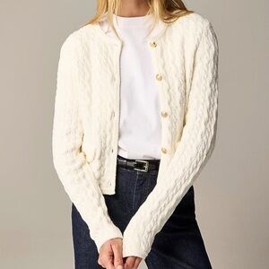 J. Crew Cream Cable Knit Cardigan Sweater